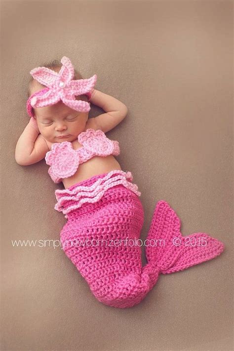 Pink Mermaid Tail Costume Baby Mermaid Photo Prop 3 6 Month Baby Girl