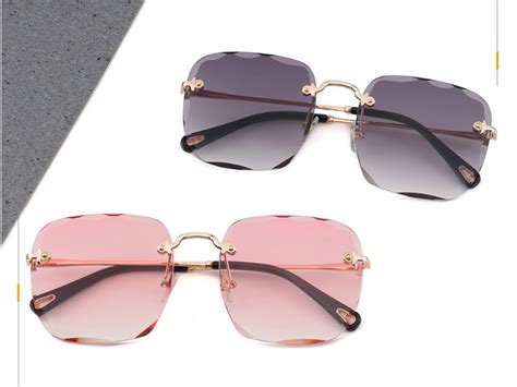 women rimless style colorful 2021 sunglasses factory