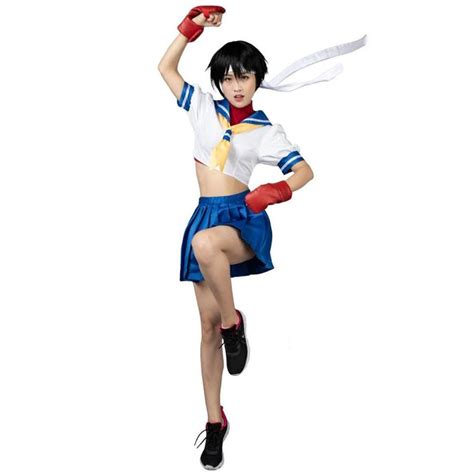 Cosfun Street Fighter 4 Sakura Kasugano Cosplay Costume Mp000353