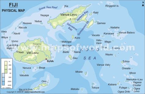 Fiji Physical Map Physical Map Of Fiji