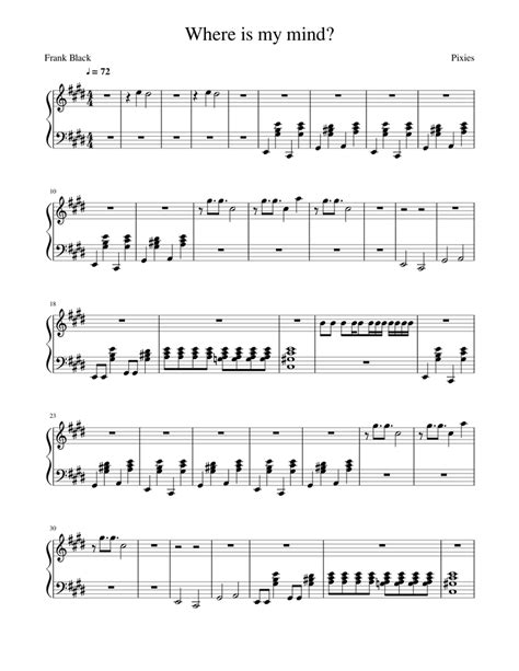 Where Is My Mind Sheet Music For Piano Download Free In Pdf Or Midi