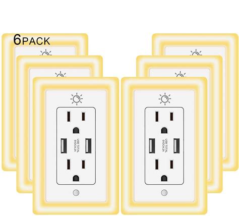 Usb Wall Outlet 15a Duplex Receptacle With Dual Usb Ports 5v42a