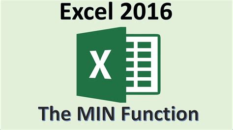 Excel 2016 Min Function How To Use The Minimum Function And Formula