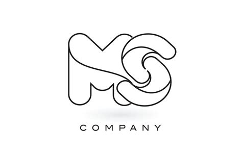 Ms Monogram Letter Logo With Thin Black Monogram Outline Contour