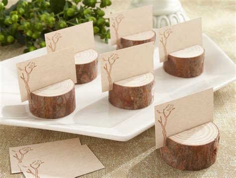 4 Wood Place Card Holders With Cards