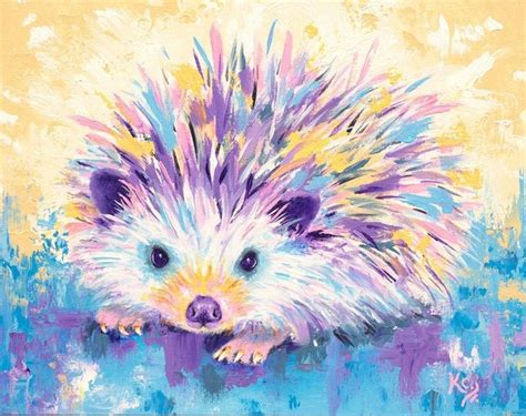 Hedgehog Art Print On Paper Or Canvas Of Painting By Krystle Etsy