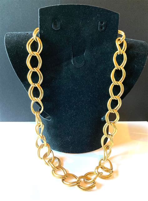 Napier 1980s Chunky Gold Plated Chain Necklace Gem