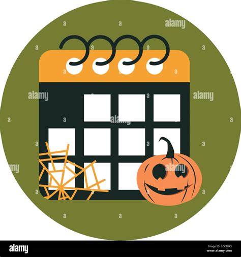 Happy Halloween Calendar Pumpkin Cobweb Trick Or Treat Party
