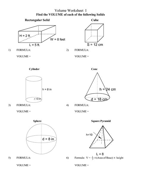 This surface area and volume worksheet will produce problems for calculating volume for cylinders and cones. 16 Best Images of Cone Cylinder And Sphere Worksheet ...