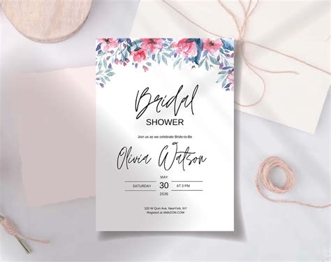 blush floral bridal shower invitation and details card set etsy