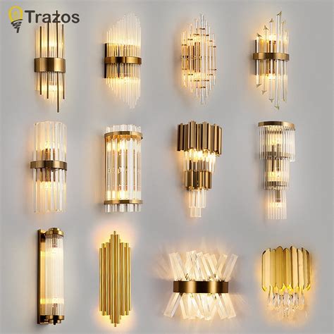 Sunmeiyi Modern Crystal Wall Lamp Luxury Golden Sconce Light For
