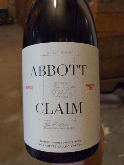 2018 Abbott Claim Pinot Noir Orientate Usa Oregon Willamette Valley Yamhill Carlton