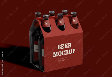 Six Pack Cardboard Beer Bottles Mockup Stock Template Adobe Stock