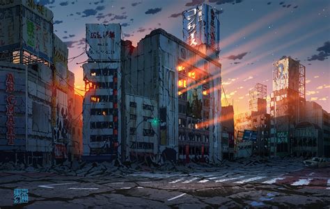 Ruins Artwork Apocalyptic Digital Art 2d Anime Hd Wallpaper