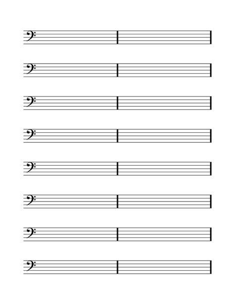 Printable Bass Clef Sheet Music Blank Staff Paper Blank Etsy