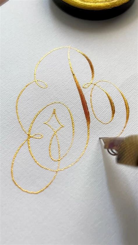 Flourishing B With 24k Gold Metallic Colour Hand Lettering Art Hand