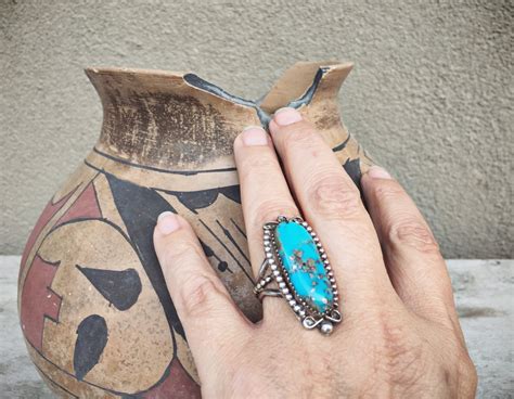 Old Pawn Morenci Turquoise Ring Native America Indian Jewelry Vintage