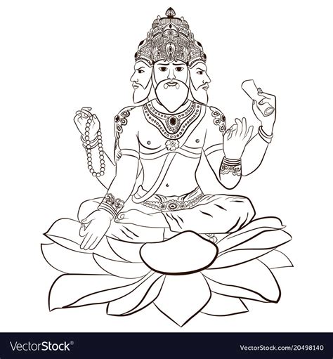 Hindu God Brahma Royalty Free Vector Image Vectorstock