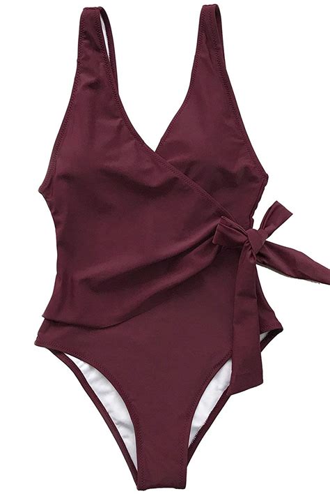 cupshe women s elegant dance solid one piece swimsuit beach wine red size 8 0 ebay