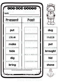 It is placed after the period of time: Irregular Past Tense Verbs Sort | Grammar Cut and Paste ...