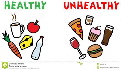 Healthy And Unhealthy Food And Drinks Royalty Free Stock