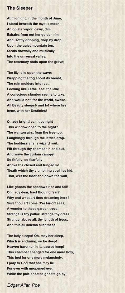 The Sleeper The Sleeper Poem By Edgar Allan Poe