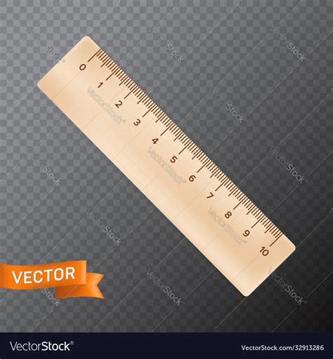 Ten Inch Or Centimeter Straight Wooden Ruler 3d Vector Image