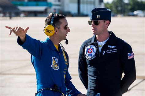 Us Air Force Thunderbirds Visit Us Navy Blue Angels In Pensacola For