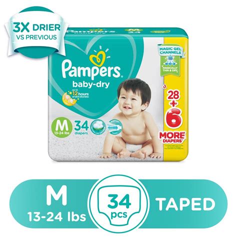 Pampers Baby Dry Taped Diapers Medium 34s Shopee Philippines