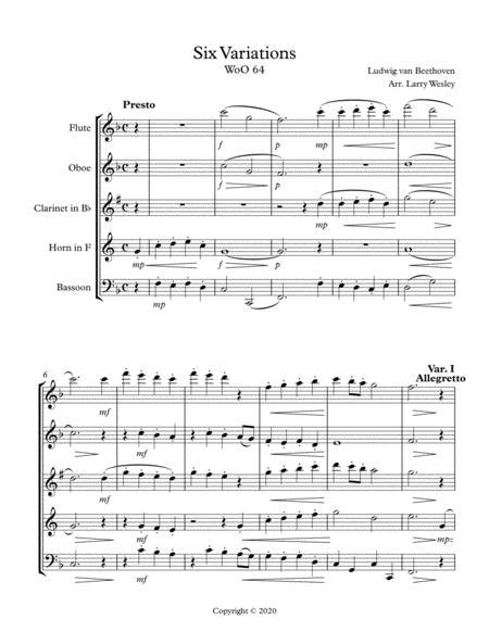 Beethoven Easy Six Variations Free Music Sheet