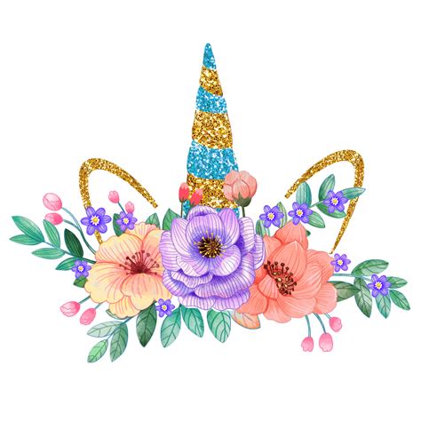 Gold Foil Png Image Unicorn Horn And Flowers Gold Foil Gold Dust