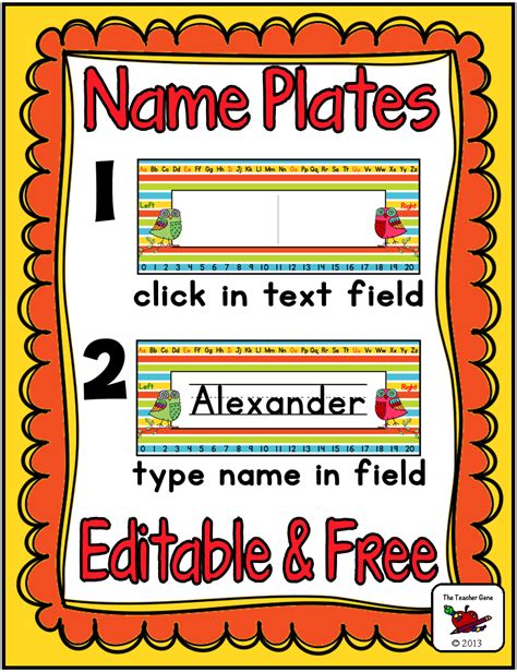 Most Popular Teaching Resources Name Plates Editable Freebie