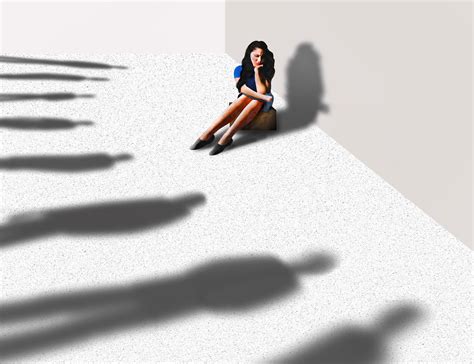 Woman Surrounded By Ominous Shadows Stock Images