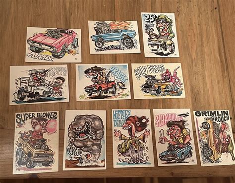 1973 Vintage Donruss Fabulous Odd Rods Sticker Cards Lot Of 11 Pre