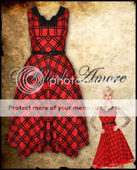 new chic red tartan dress vintage 50s 60s rockabilly party evening pin up rock ebay