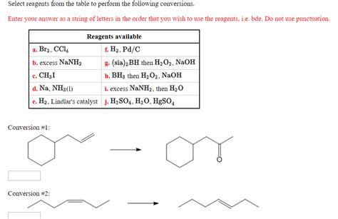 Solved Select Reagents From The Table To Perform The