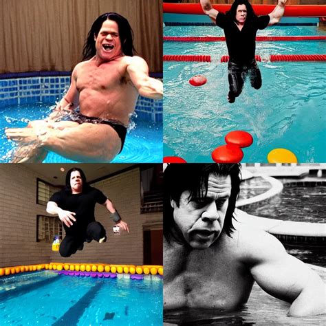 Glenn Danzig Jumping Into A Swimming Pool Filled With Stable Diffusion