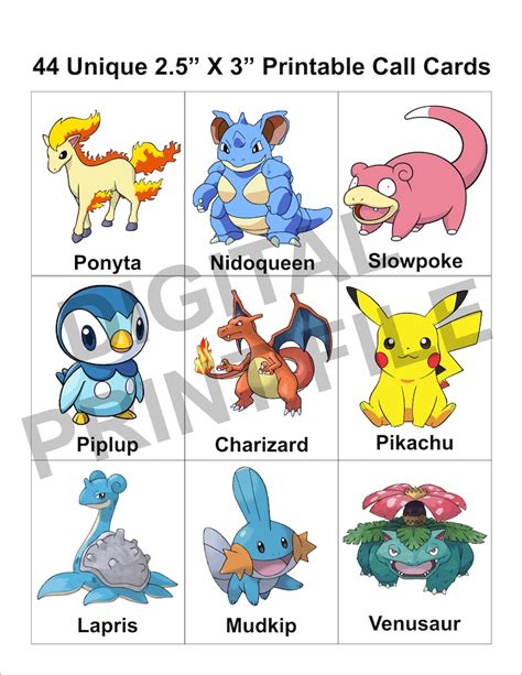 Printable Pokémon Bingo Pdf Party Game Digital File Etsy Hong Kong