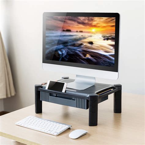 Huanuo Adjustable Monitor Stand With Pull Out Drawer Pen Storage Slot