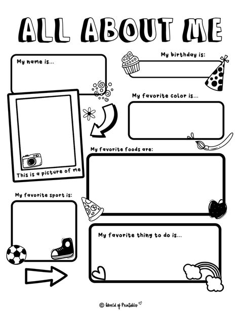 All About Me Worksheets World Of Printables