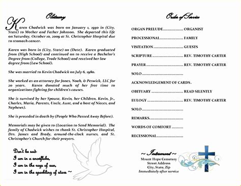 Free Editable Obituary Template Of Pin On Funeral Program Templates For