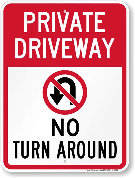 Private Driveway, No Turn Around Sign, SKU: K2-1065