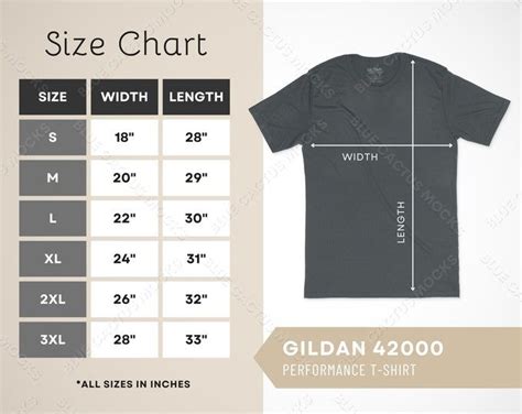 T Shirt Sizing Guide For Adult Performance Crew Neck Tee Design
