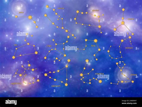 Twelve Constellations Of The Zodiac Stock Photo Alamy
