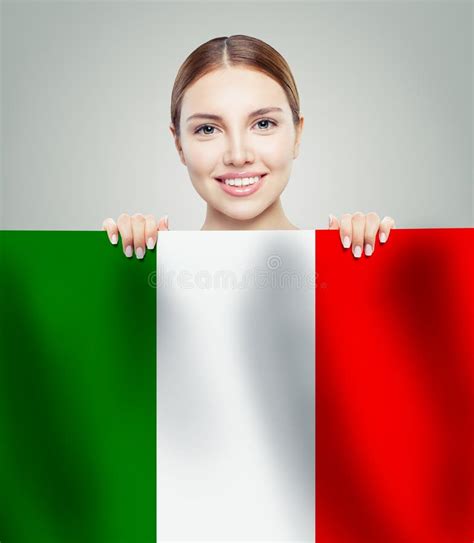 Love Italy Concept Happy Woman With Italian Flag Stock Image Image