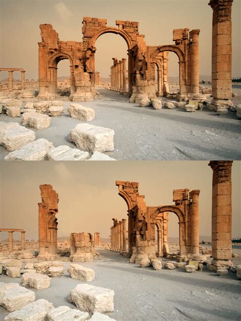 Before And After Arch Of Triumph Palmyra Syria Destroy