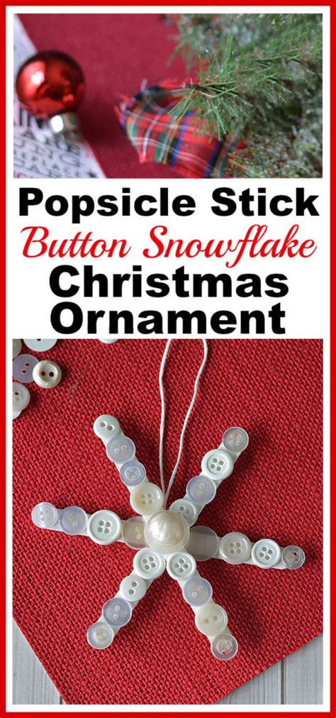 Popsicle Stick Button Snowflake Homemade Christmas Tree Ornament