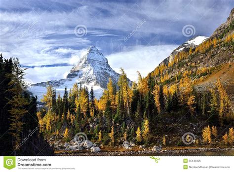 Mount Assiniboine In Canadian Rockies Stock Photo Image Of Blue Fall