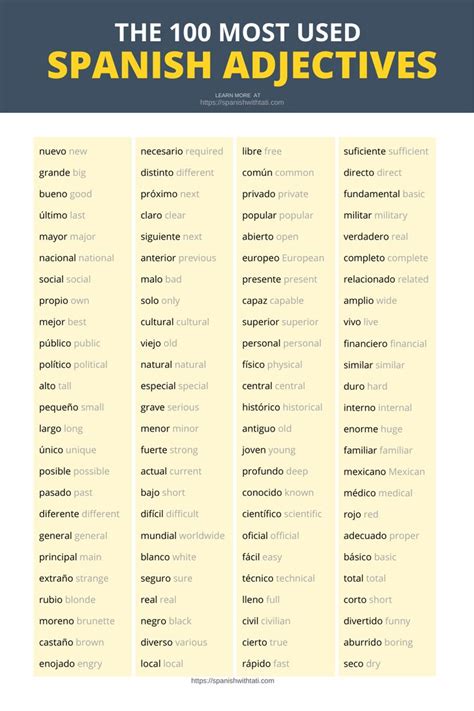 Spanish Adjective Words Hot Sex Picture