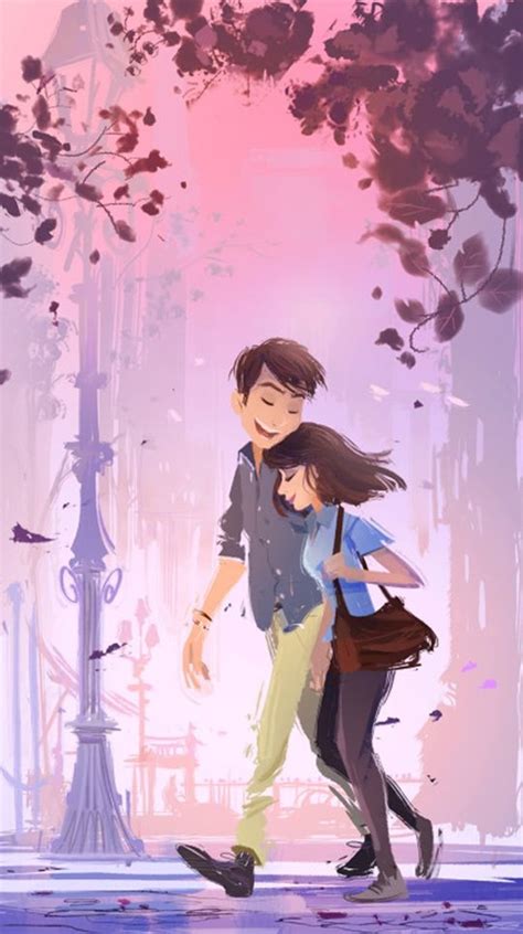 Cute Cartoon Romantic Images ~ Romantic Cute Anime Couple Wallpaper